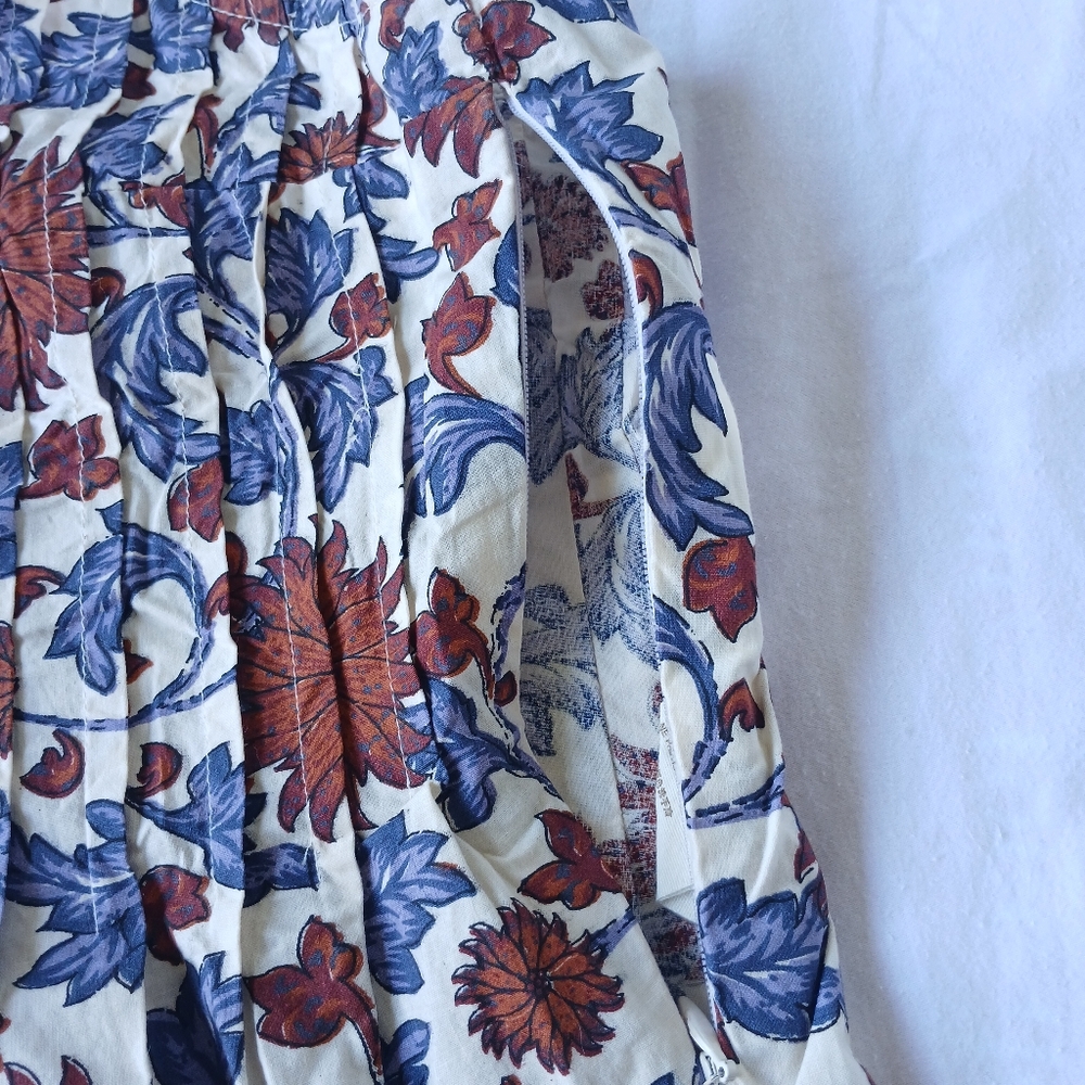 Athropologie Let Me Be Tie-Strap Peplum Floral 100% Cotton Top Womens Size XS - Picture 10 of 16